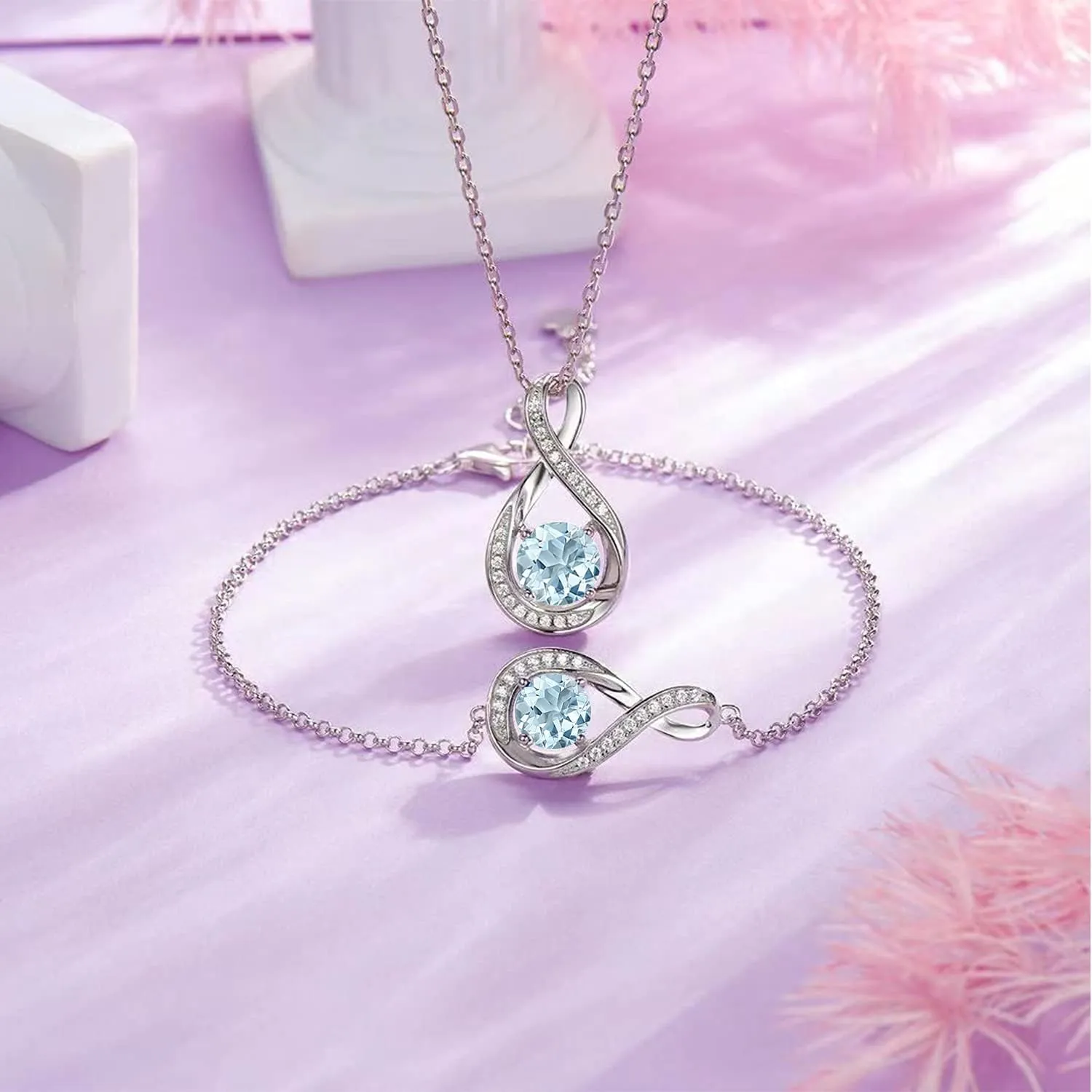 925 Sterling Silver Birthstone Bracelets for Women Charm Infinity Bracelet Birthday Anniversary Valentine's Day Jewelry Gifts for Her Women, Adjustable Chain