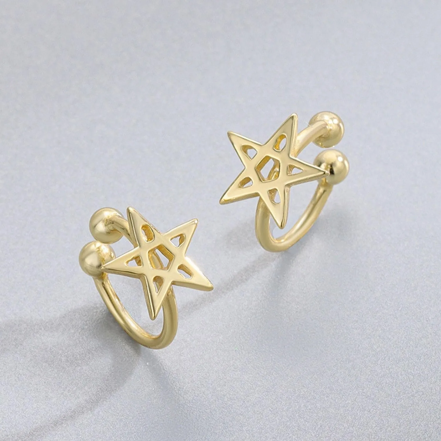 925 Sterling Silver Ear Cuff for Women, 18K Gold Hollow Sun Ear Cuffs Earrings, Non Pierced Moon Earring Cuff