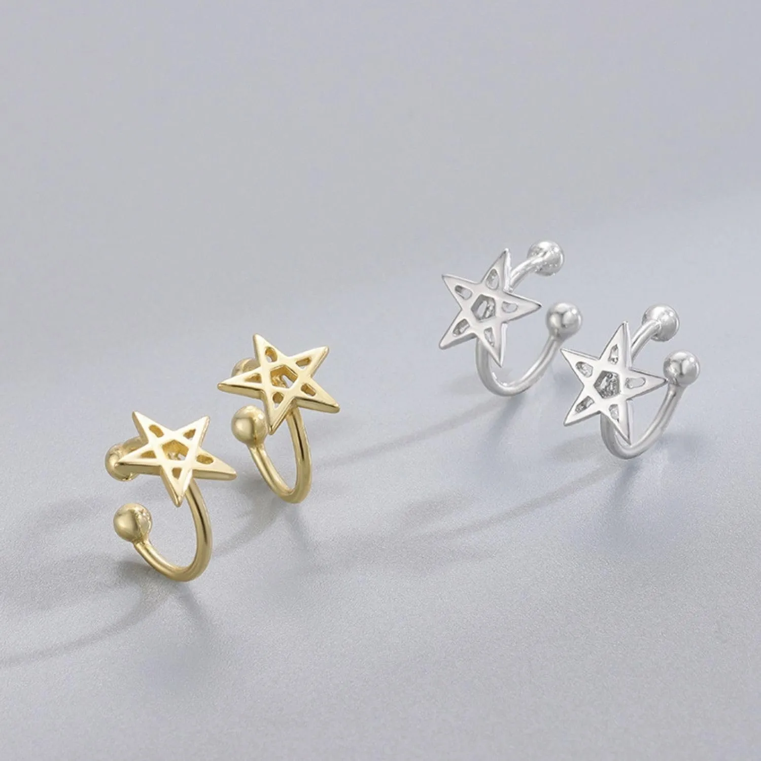 925 Sterling Silver Ear Cuff for Women, 18K Gold Hollow Sun Ear Cuffs Earrings, Non Pierced Moon Earring Cuff