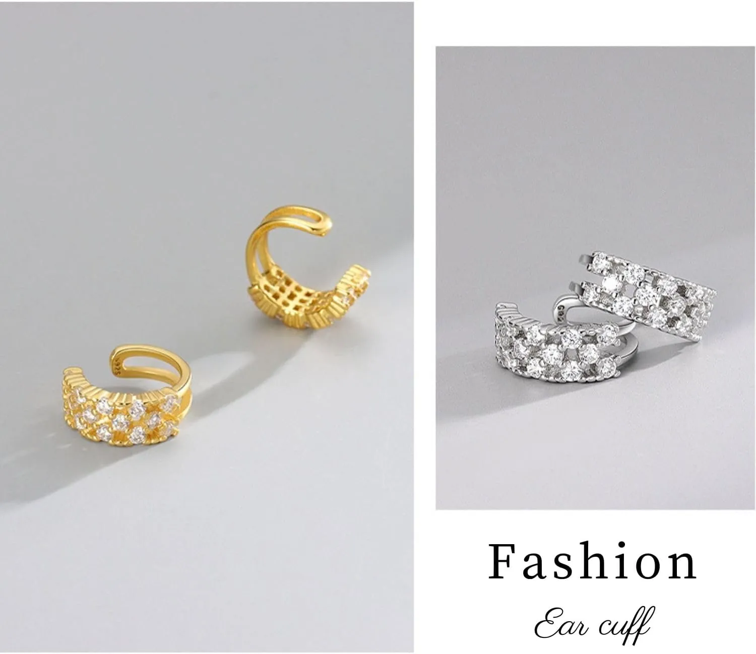 925 Sterling Silver Ear Cuff for Women, 18K Gold Plated Ear Cuffs Earrings, Non Pierced Earring Cuff