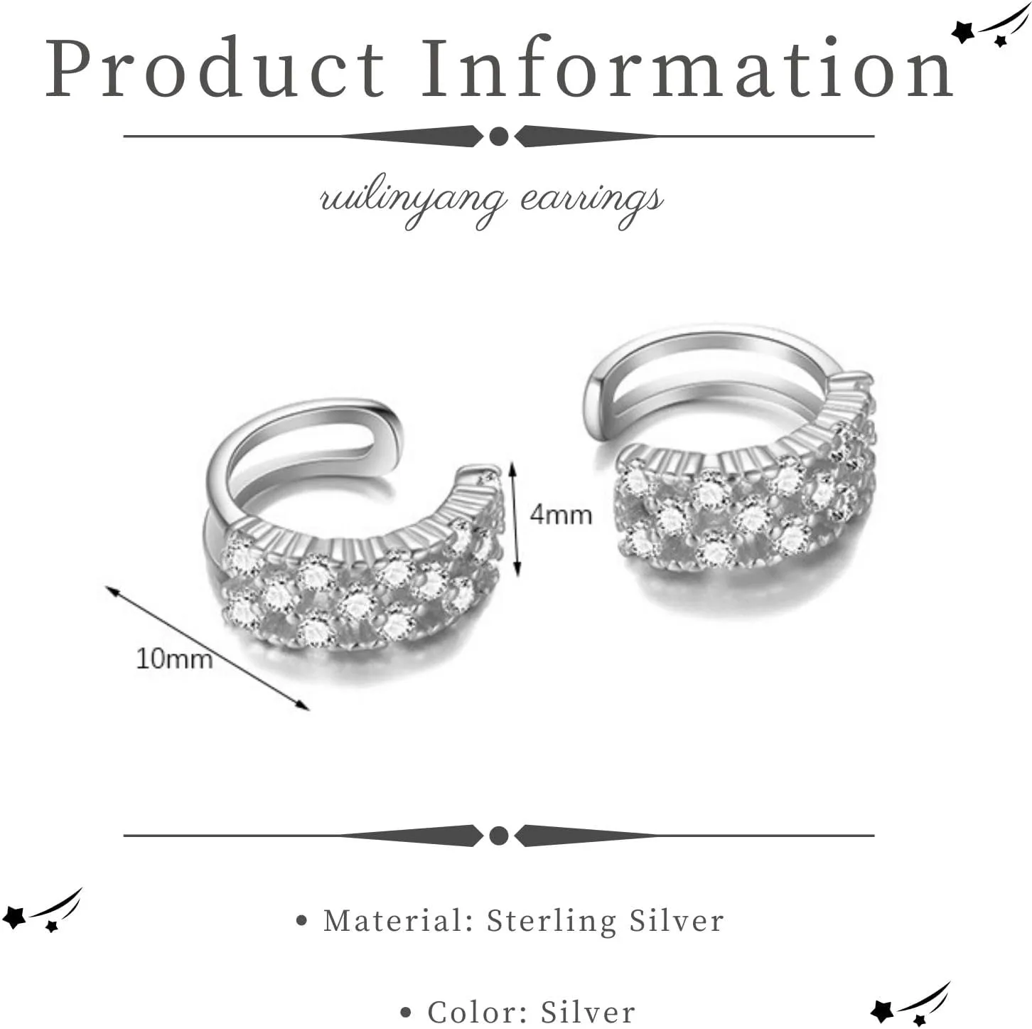 925 Sterling Silver Ear Cuff for Women, 18K Gold Plated Ear Cuffs Earrings, Non Pierced Earring Cuff