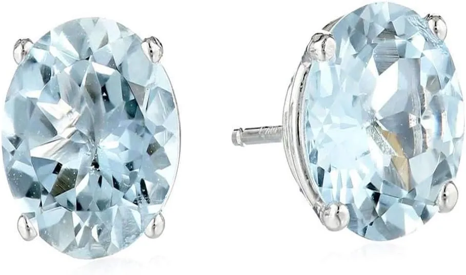 925 Sterling Silver Heart/Round/Pear/Princess Cut Birthstone Stud Earrings For Women, Birthday Valentine Christmas Jewelry Gift For Mom Wife Sister