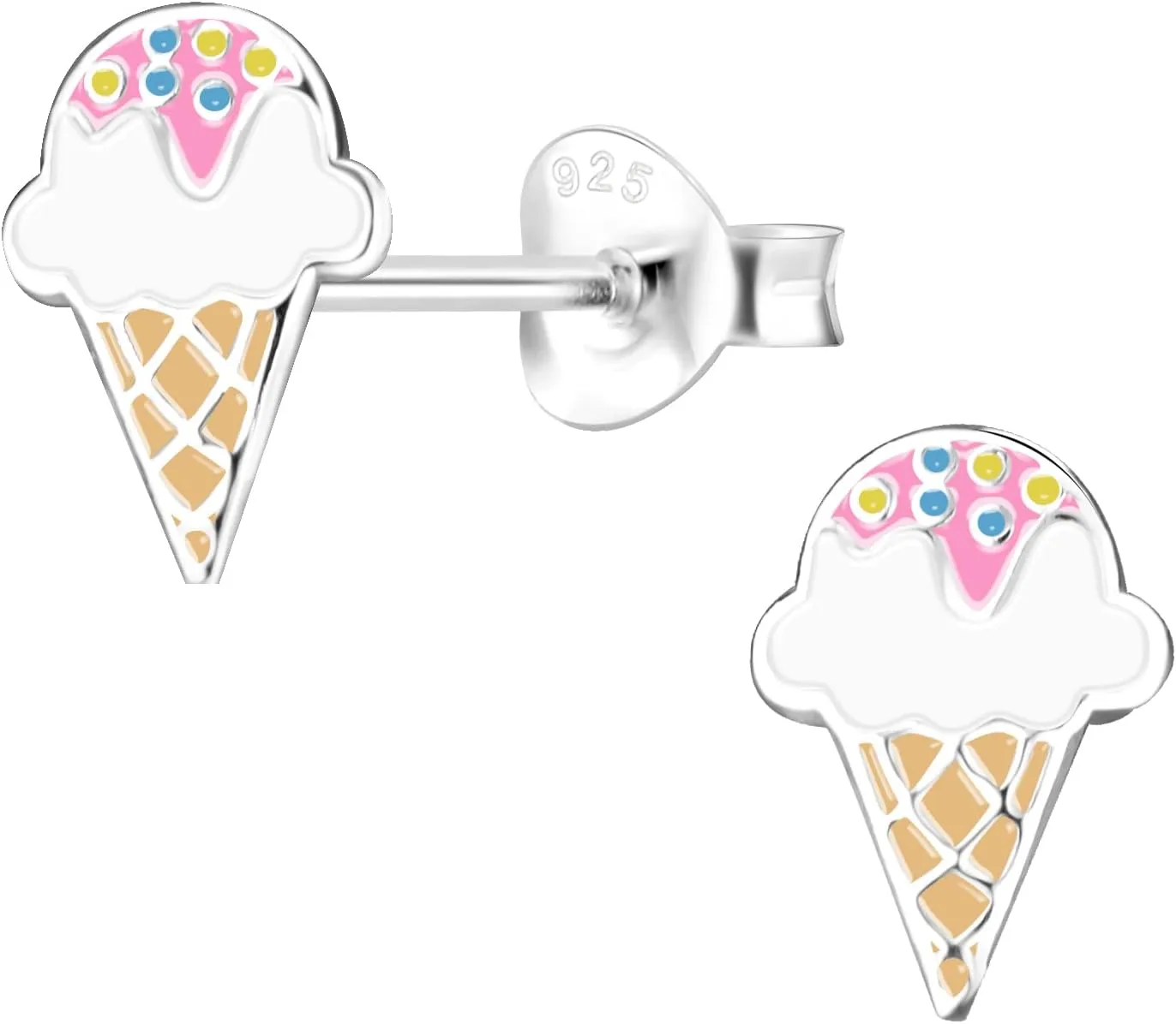 925 Sterling Silver Ice Cream Stud Earrings | Lightweight & Hypoallergenic | Anti-Tarnish Coating | Perfect for Sensitive Ears