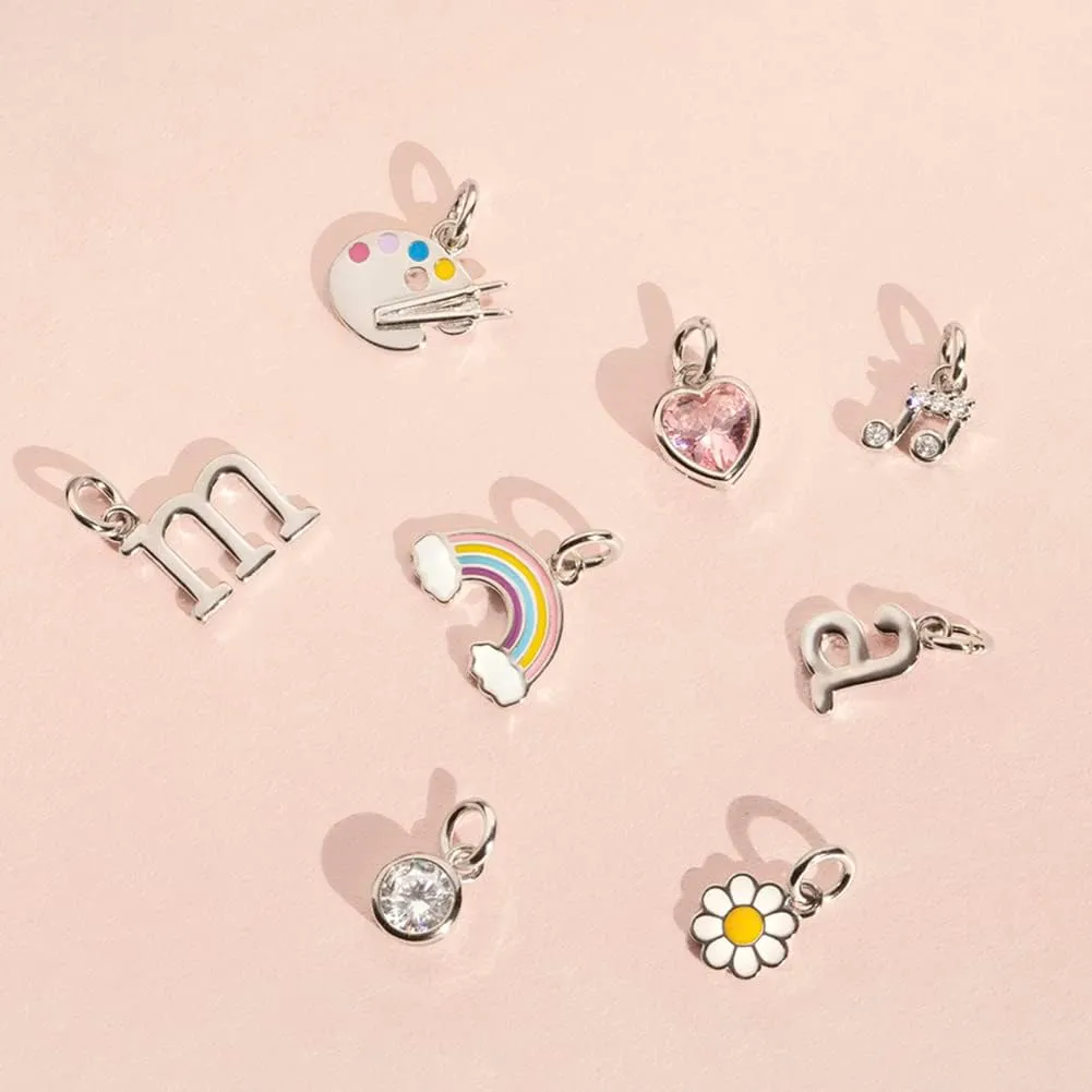 925 Sterling Silver Initial Letter Name Charms For Young Girls and Teens Charm Bracelets - Polished Starter Charm For Little Girls - Small Letter Charms For Children's Charm Bracelets