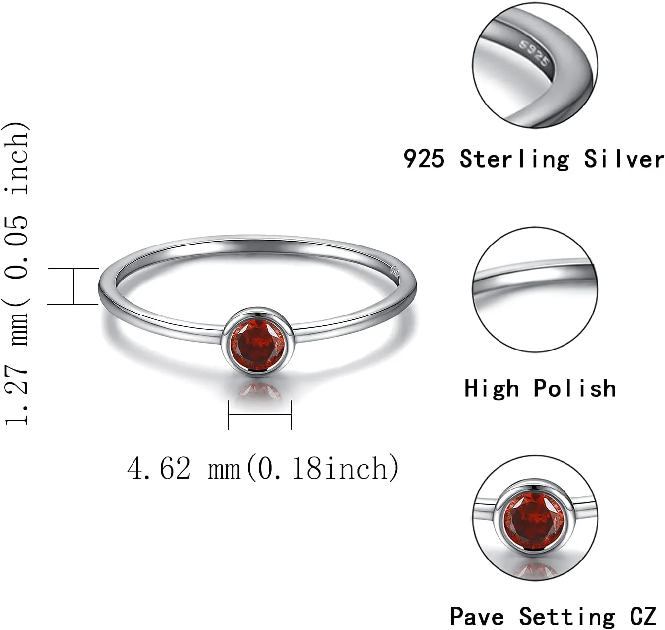 925 Sterling Silver Mother Birthstone Stackable Rings Set Mom Ring with Birthstone Family Ring Mother's Day Jewelry Gifts for Wife Mama