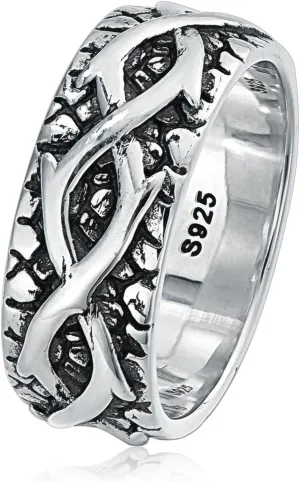 925 Sterling Silver Rings for Men Vintage Ring Silver Biker Ring Hippie Rings Retro Jewelry Gifts for Christmas Father Son Brother Husband Boyfriend Him Comfort Fit 7-13