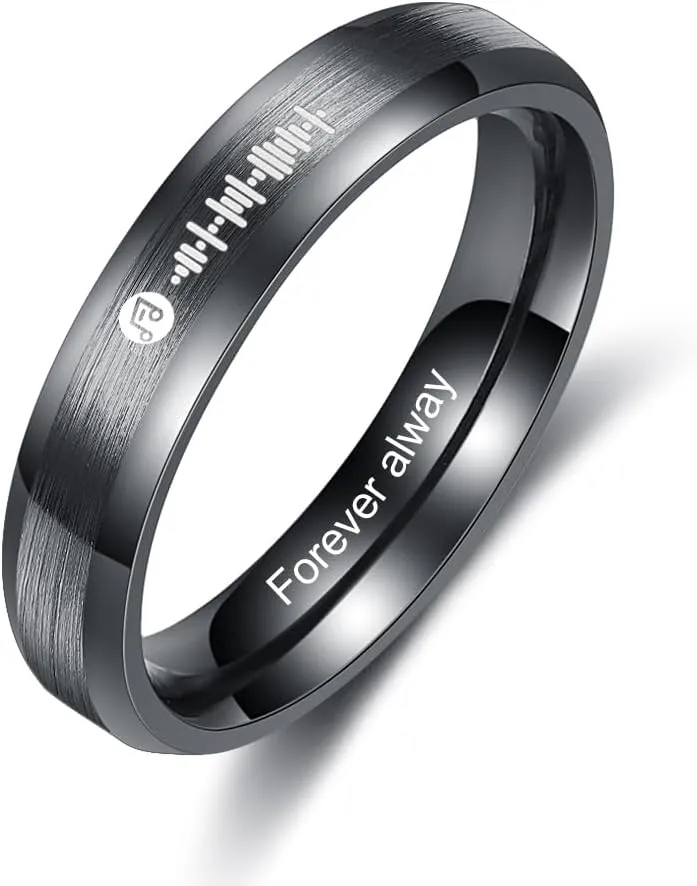 ALBERTBAND Spotify Rings for Women Personalized Promise Rings for Her Spotify Code Ring Custom Name Music Song Ring Wedding Band Rings