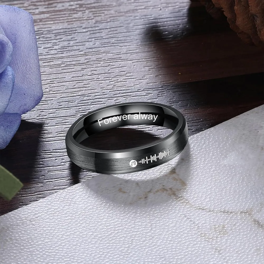 ALBERTBAND Spotify Rings for Women Personalized Promise Rings for Her Spotify Code Ring Custom Name Music Song Ring Wedding Band Rings