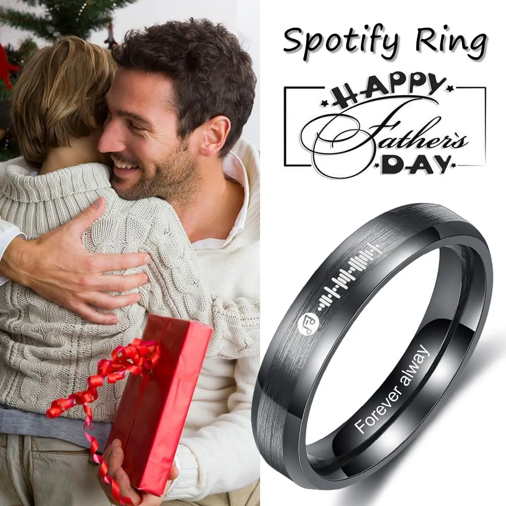ALBERTBAND Spotify Rings for Women Personalized Promise Rings for Her Spotify Code Ring Custom Name Music Song Ring Wedding Band Rings
