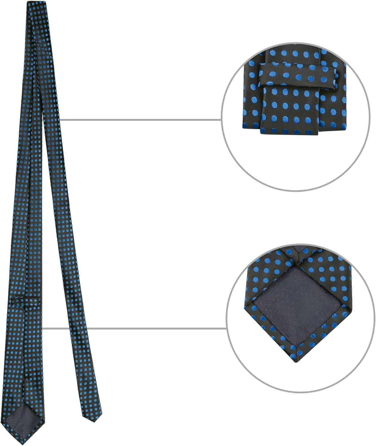 Allegra K Men's Polka Dots Self-tied Tie Handkerchief Clip Cufflinks Wedding Business Necktie Sets