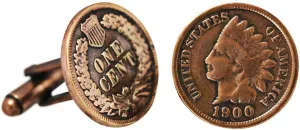 American Coin Treasures Copper Indian Head Penny Cuff Links