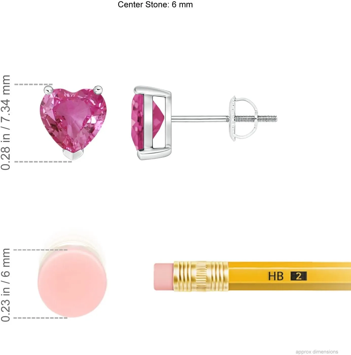 ANGARA Natural Pink Sapphire Solitaire Heart Stud Earrings in 14K Solid Gold/Platinum | Birthday, Engagement, Anniversary, Wedding Jewelry Gift for Women