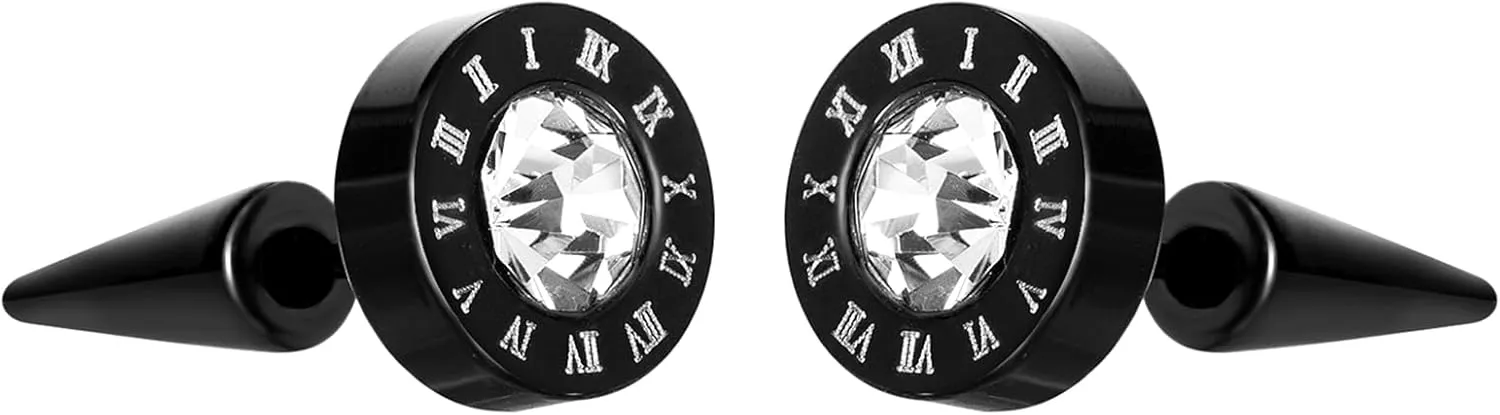 Aroncent 12PCS Stainless Steel Fake Tapers Mens Earrings Illusion Tunnel Cheater Piercing Jewelry Set for Men Women