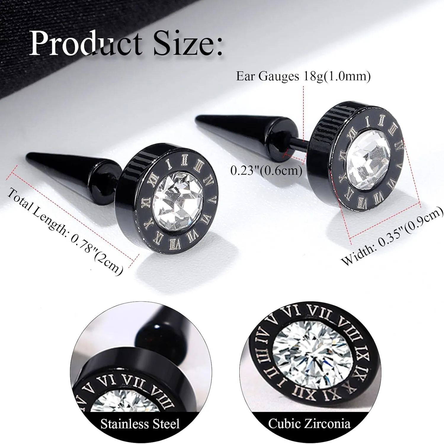 Aroncent 12PCS Stainless Steel Fake Tapers Mens Earrings Illusion Tunnel Cheater Piercing Jewelry Set for Men Women