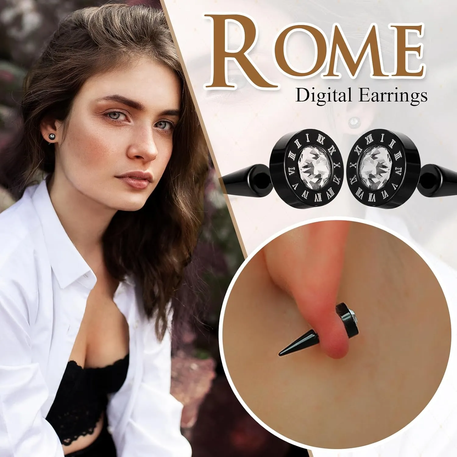 Aroncent 12PCS Stainless Steel Fake Tapers Mens Earrings Illusion Tunnel Cheater Piercing Jewelry Set for Men Women