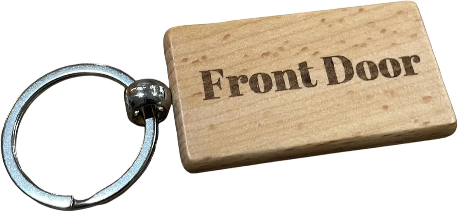 Ashton and Finch Front Door Keychain  Engraved Key Chain for Home and Property Management, Brown, One Size
