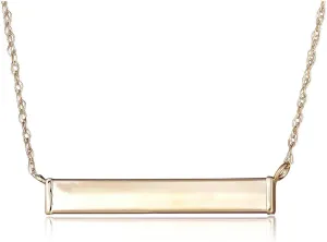 AVORA 10K Yellow Gold Bar Pendant Necklace with 17" Chain
