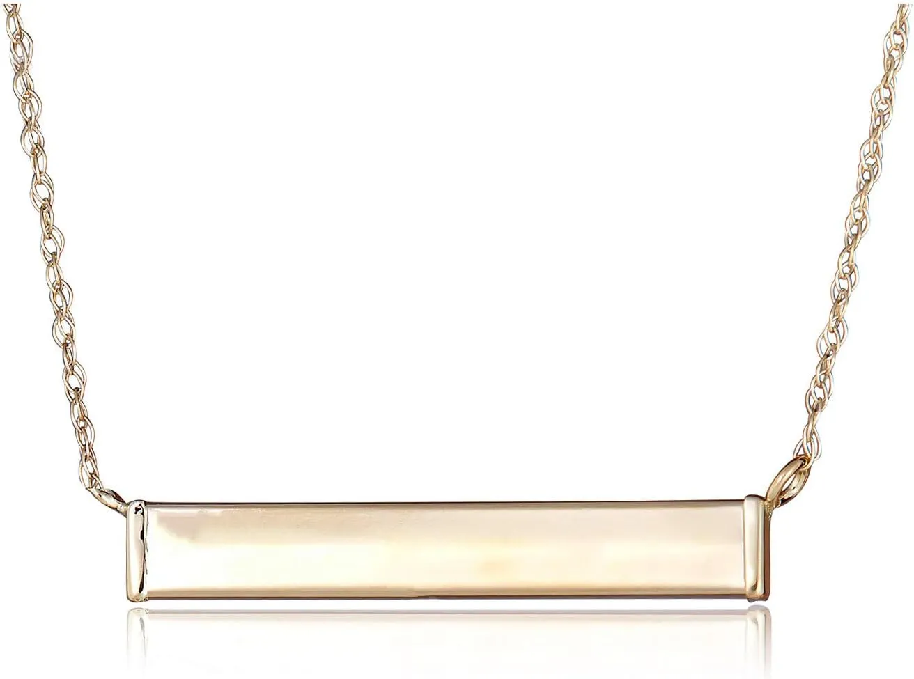 AVORA 10K Yellow Gold Bar Pendant Necklace with 17" Chain