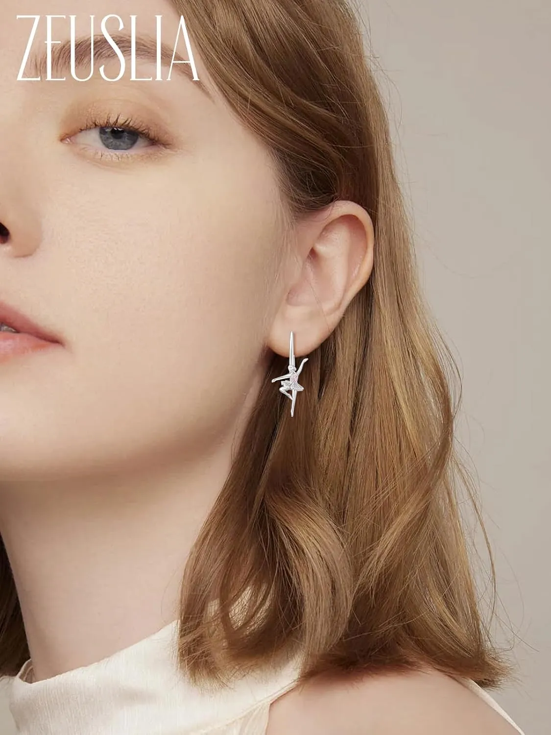 Ballerina Earrings for Women,925 Sterling Silver Hypoallergenic Embellished With Birthstone Crystals,Birthday Jewelry Ballet Recital Themed Dancer Gifts for Women Wife
