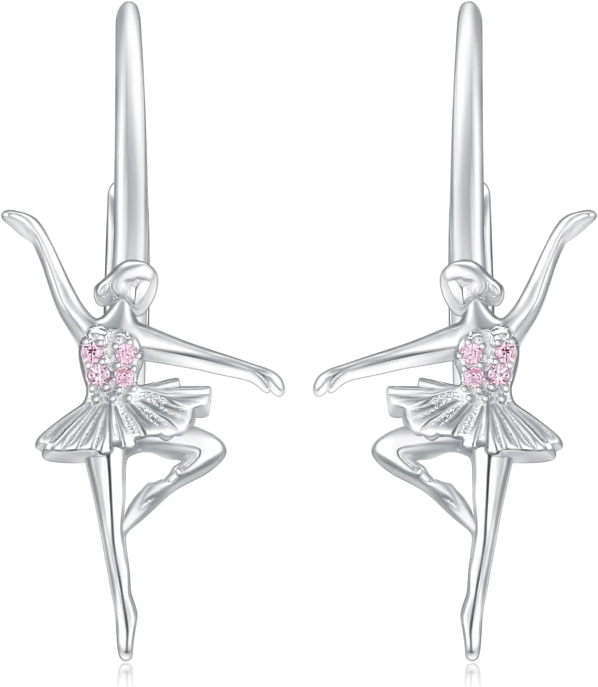 Ballerina Earrings for Women,925 Sterling Silver Hypoallergenic Embellished With Birthstone Crystals,Birthday Jewelry Ballet Recital Themed Dancer Gifts for Women Wife
