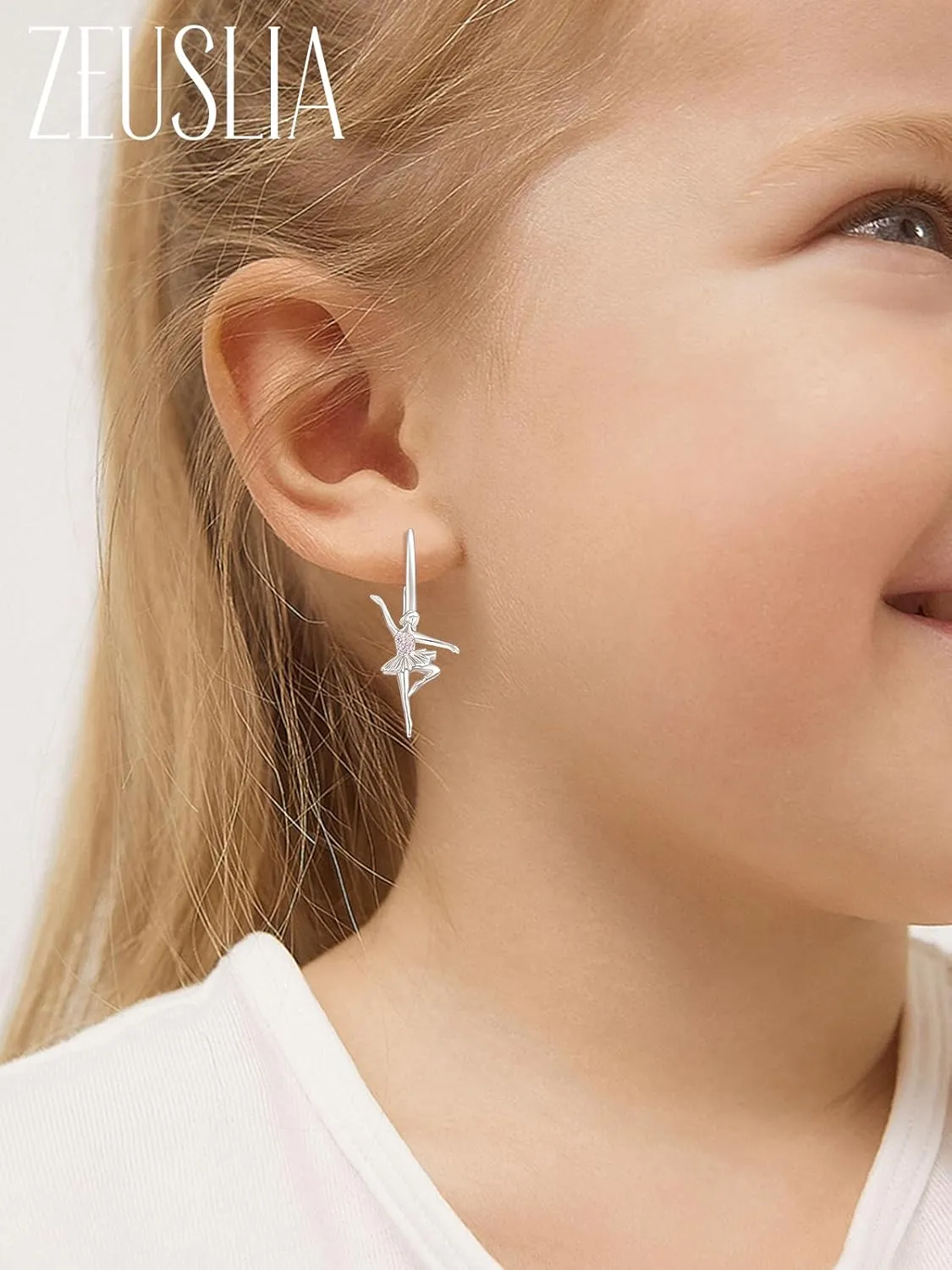 Ballerina Earrings for Women,925 Sterling Silver Hypoallergenic Embellished With Birthstone Crystals,Birthday Jewelry Ballet Recital Themed Dancer Gifts for Women Wife