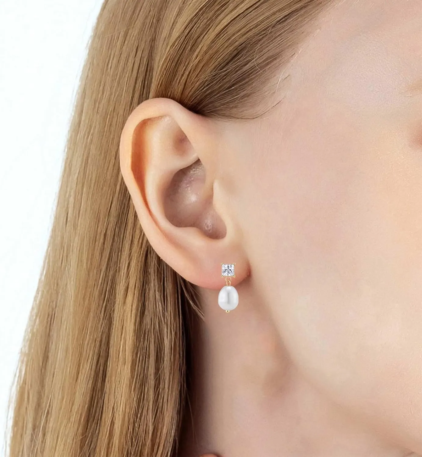 Baroque Pearl Drop Dangle Earrings for Women Cubic Crystal 14K Gold Plated Hypoallergenic Statement Jewelry Gift