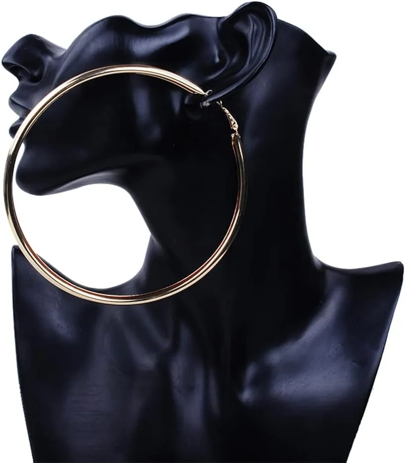 BETHYNAS 110 120mm Gold Large Basketball Hoop Earrings for Women Big Thin Hoop Fashion Round Circle Huggie Minimalist Earrings