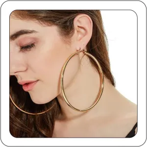 BETHYNAS 110 120mm Gold Large Basketball Hoop Earrings for Women Big Thin Hoop Fashion Round Circle Huggie Minimalist Earrings