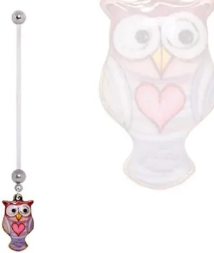 BioFlex Pink Heart Owl Dangle Pregnancy WildKlass Navel Ring