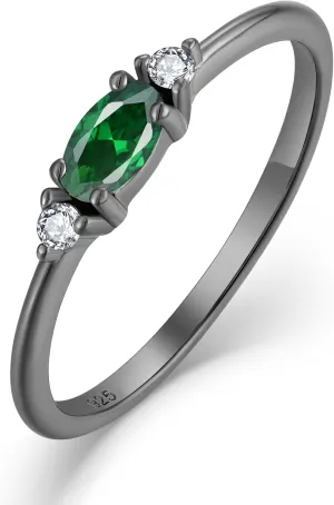 Birthstone Ring Black Stacking Ring for Women 925 Sterling Silver Eternity Stackable Rings Band Jewelry Size 5-10