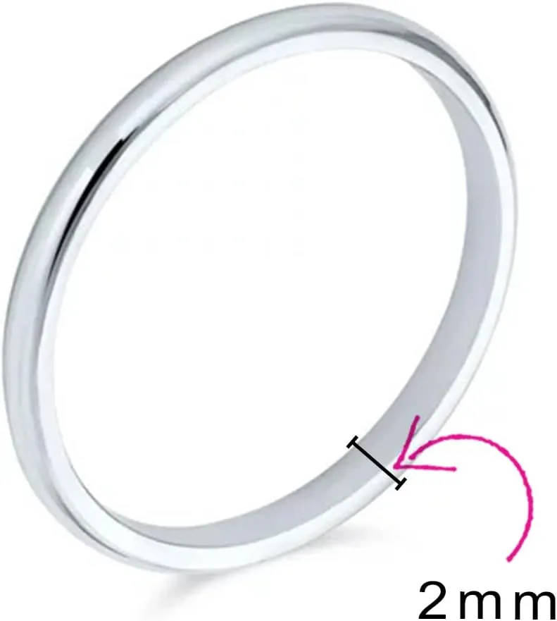 Bling Jewelry Personalized Unisex Couples .925 Sterling Silver Wedding Band Ring for Men and Women Simple Polished Minimalist Dome Design 2,3,4 MM Customizable