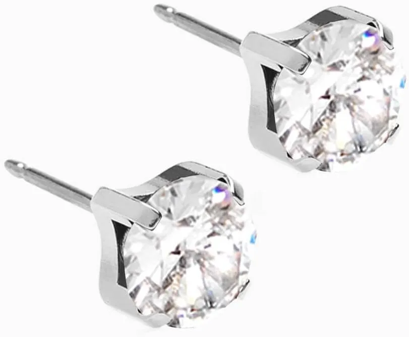 Blomdahl | Hypoallergenic | Silver Titanium Prong Set CZ Stud Earrings | Best Choice For Sensitive Ears