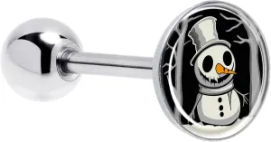 Body Candy 14G Christmas Tongue Ring - 316L Steel Straight Barbell Winter Holiday Spooky Snowman Tongue Piercing for Women Men