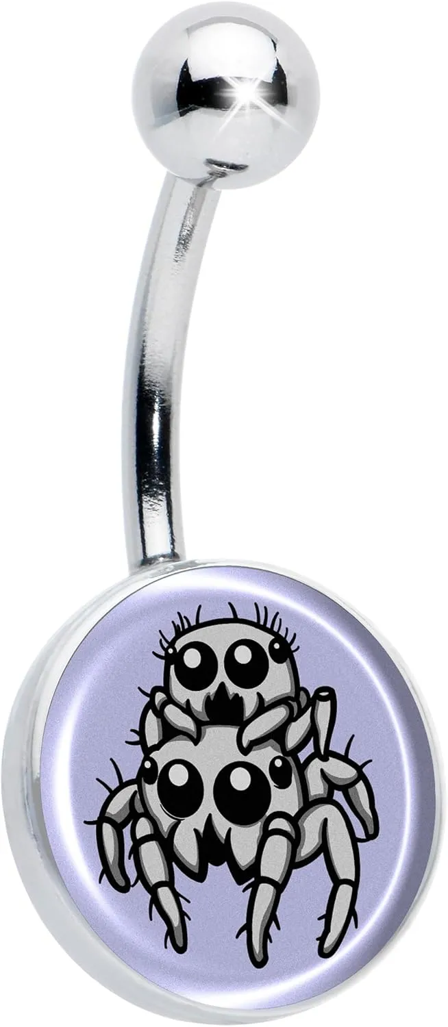 Body Candy Belly Ring - 316L Stainless Steel Navel Ring Leaping Leapfrog Spiders Belly Button Ring for Women Men