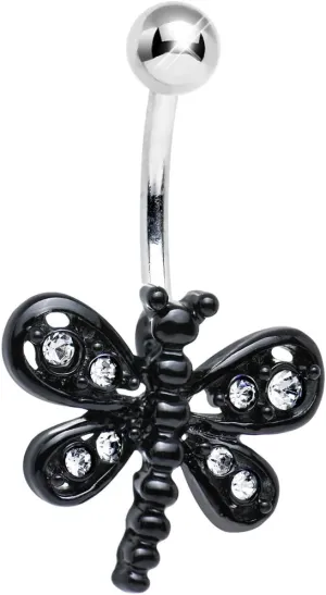 Body Candy Clear Dark and Dreamy Dragonfly Belly Button Ring