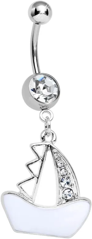 Body Candy Clear Mediterranean Sailboat Dangle Belly Ring