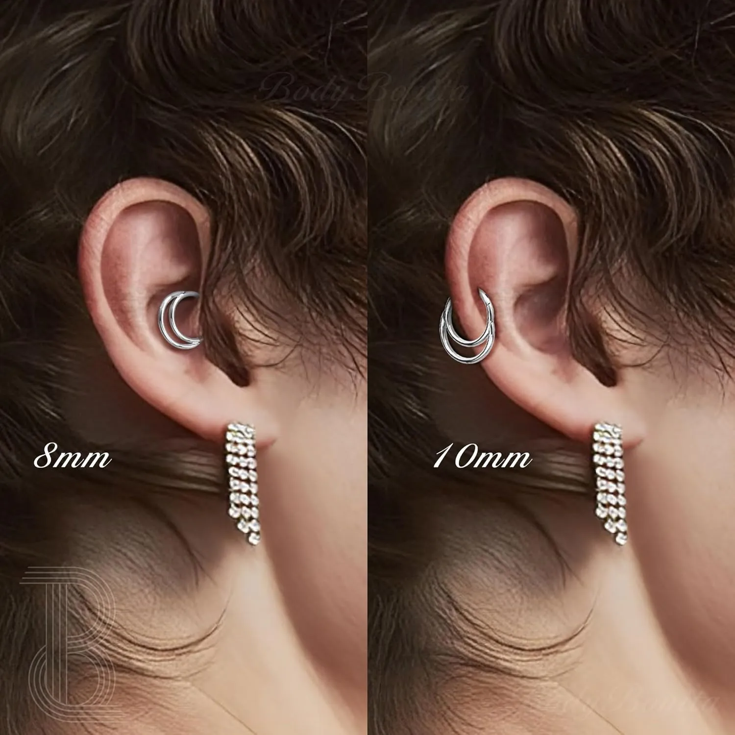BodyBonita 16G Septum Rings Clicker 316L Stainless Steel Septum Nose Rings for Women Daith Earrings for Women Septum Jewelry Conch Daith Piercing Jewelry 14k Gold Plated/Silver 8mm 10mm