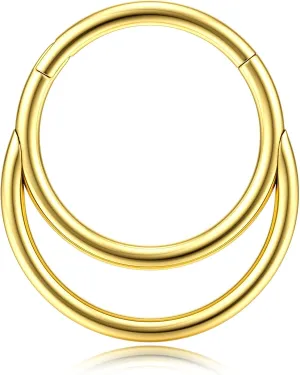 BodyBonita 16G Septum Rings Clicker 316L Stainless Steel Septum Nose Rings for Women Daith Earrings for Women Septum Jewelry Conch Daith Piercing Jewelry 14k Gold Plated/Silver 8mm 10mm