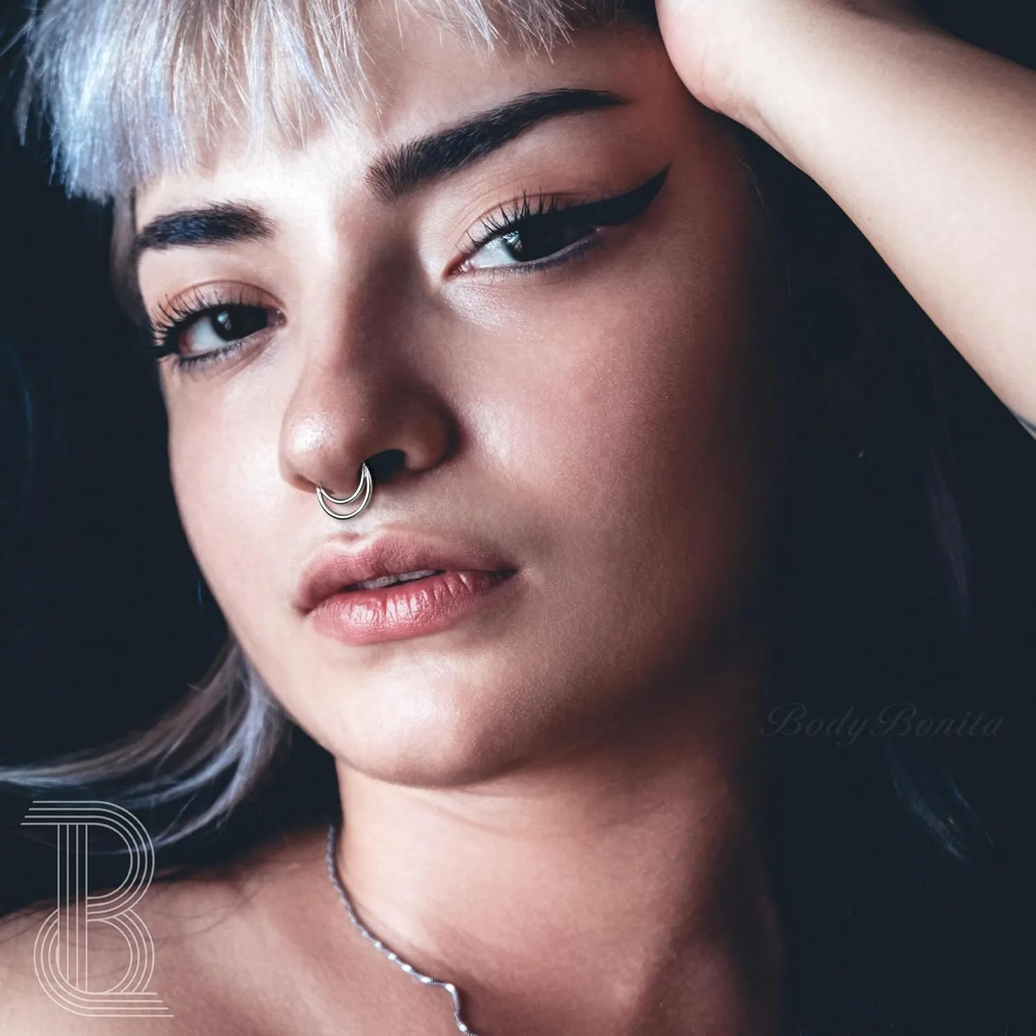 BodyBonita 16G Septum Rings Clicker 316L Stainless Steel Septum Nose Rings for Women Daith Earrings for Women Septum Jewelry Conch Daith Piercing Jewelry 14k Gold Plated/Silver 8mm 10mm