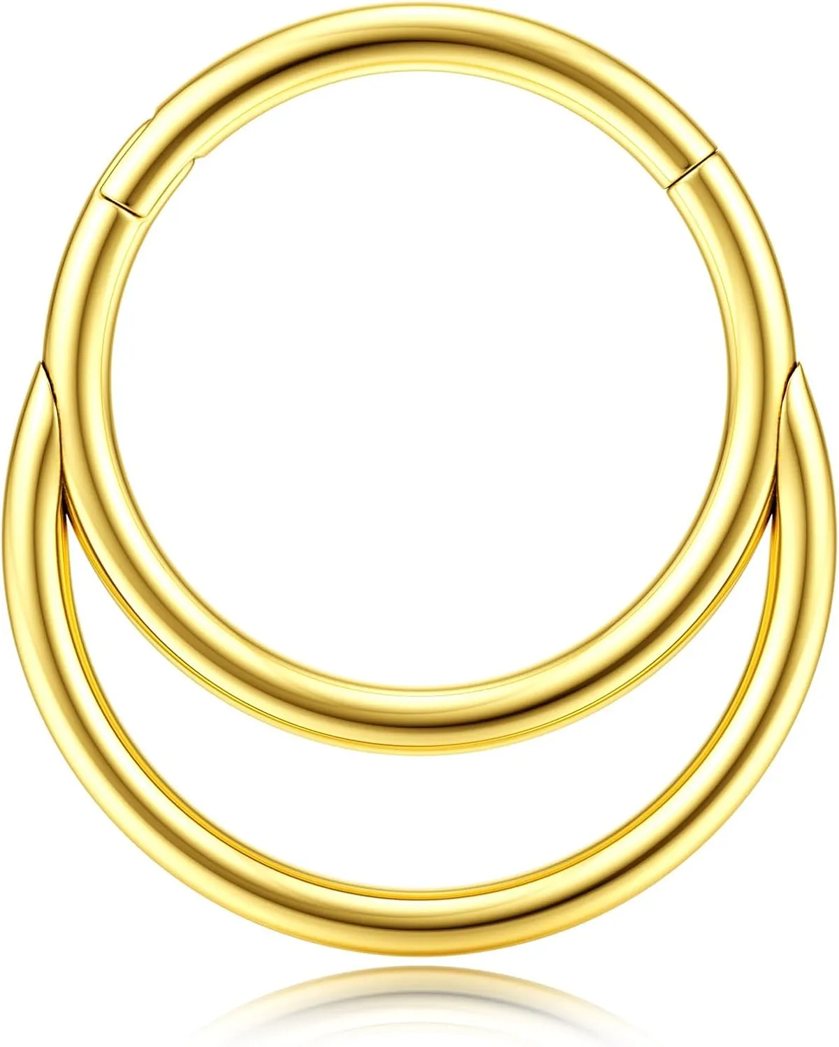 BodyBonita 16G Septum Rings Clicker 316L Stainless Steel Septum Nose Rings for Women Daith Earrings for Women Septum Jewelry Conch Daith Piercing Jewelry 14k Gold Plated/Silver 8mm 10mm
