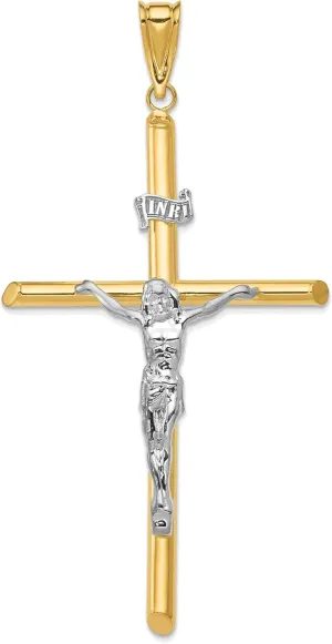 Bonyak Jewelry Two-Tone Polished Jesus Crucifix Pendant in 14K Yellow & White Gold Timeles
