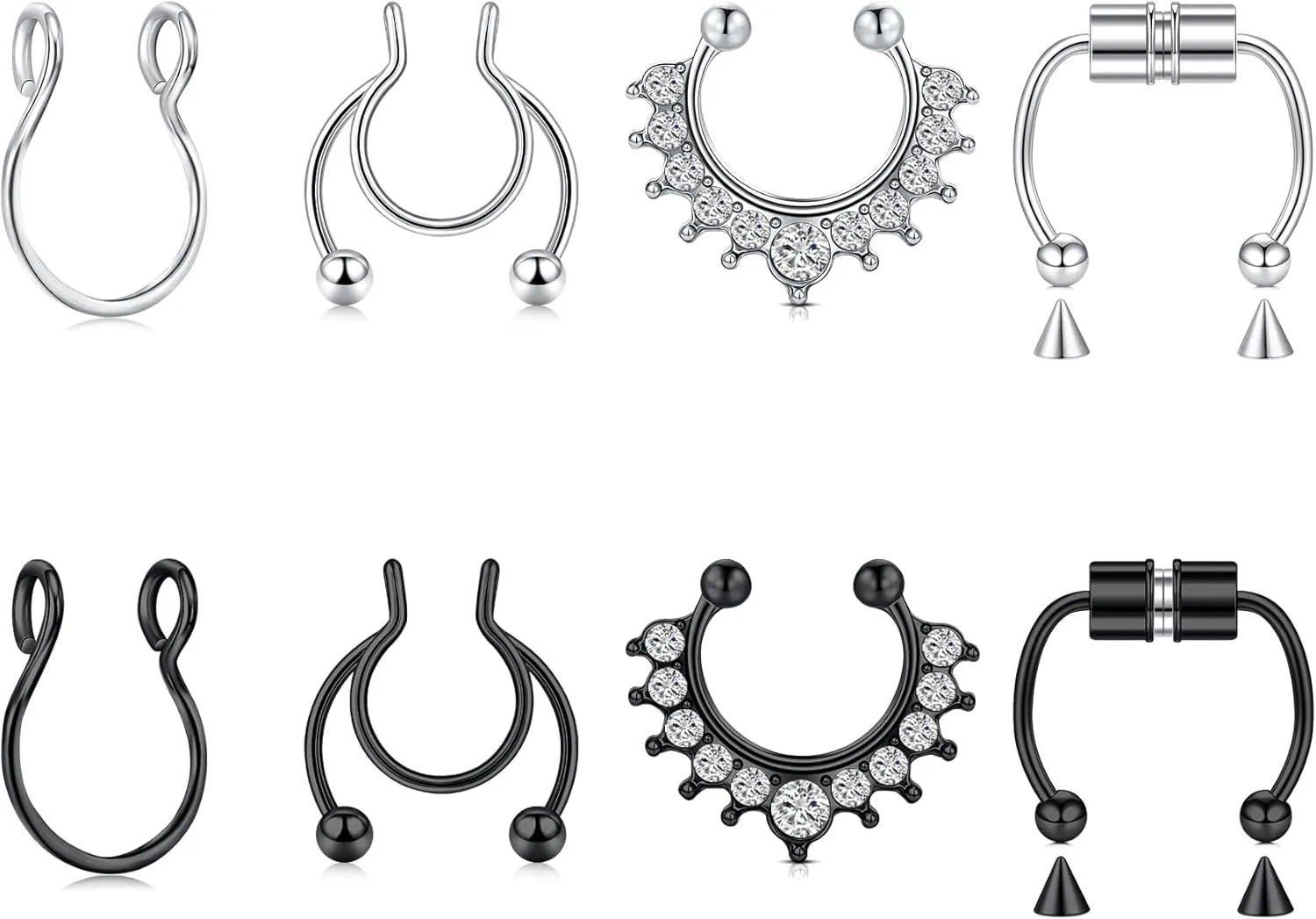 Briana Williams Fake Septum Piercing Fake Septum Ring Faux Septum Nose Rings Fake Septum Fake Nose Ring Clip On Septum Nose Ring Faux Septum Piercing for Women Non Piercing Fake Septum Hoop Jewelry