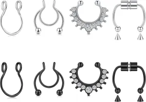 Briana Williams Fake Septum Piercing Fake Septum Ring Faux Septum Nose Rings Fake Septum Fake Nose Ring Clip On Septum Nose Ring Faux Septum Piercing for Women Non Piercing Fake Septum Hoop Jewelry