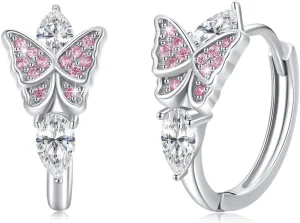 Butterfly Earrings Sterling Silver Cz Butterfly Drop Dangle Earrings Butterfly Jewelry Gifts for Women Girls