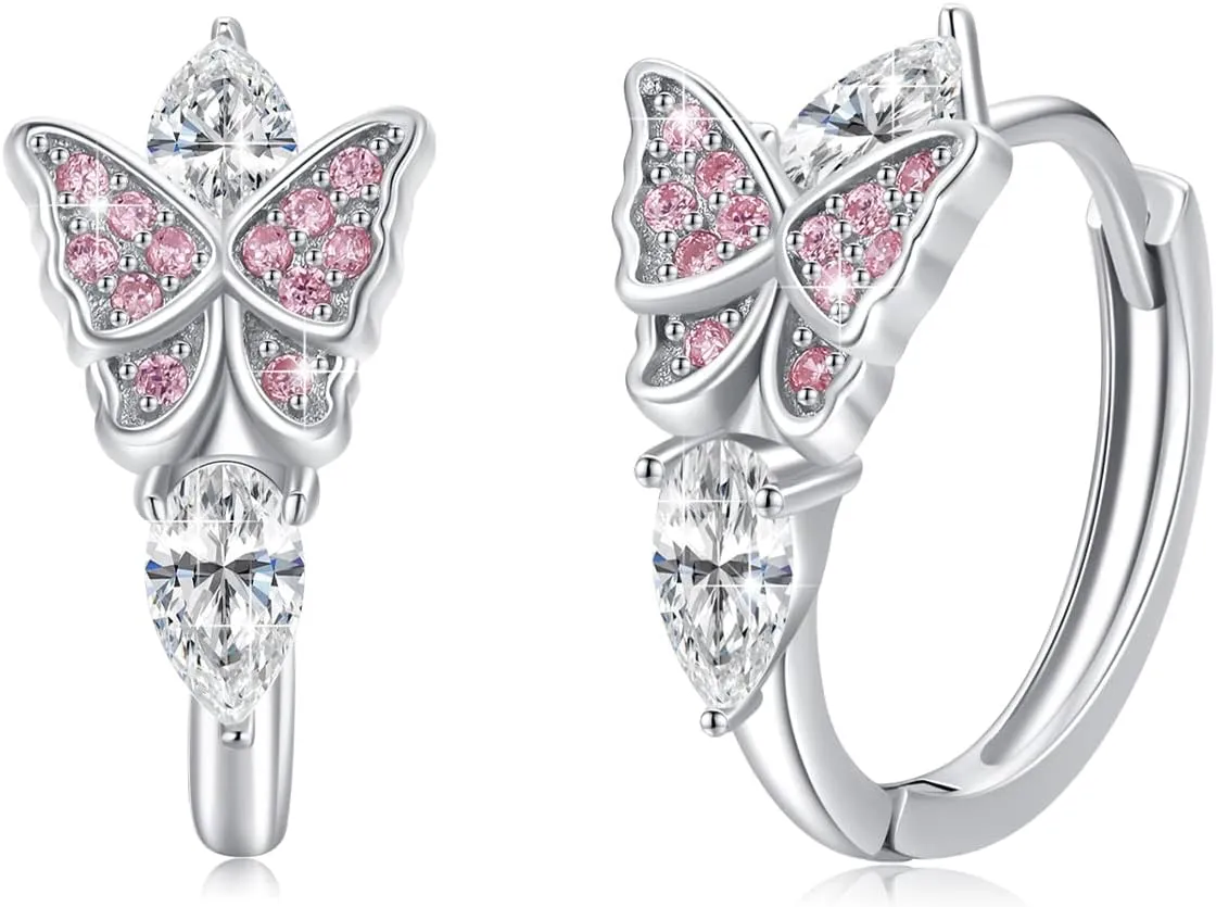 Butterfly Earrings Sterling Silver Cz Butterfly Drop Dangle Earrings Butterfly Jewelry Gifts for Women Girls