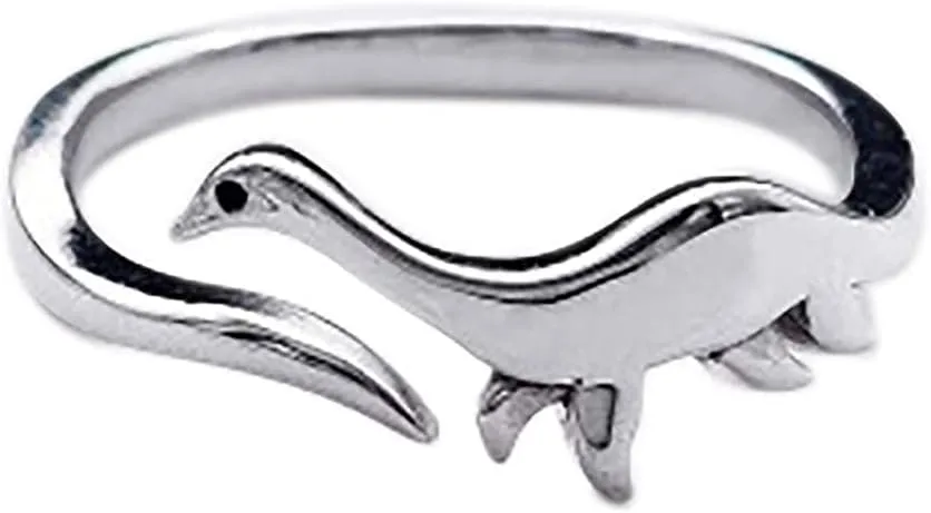 Caiyao 2-4Pcs Cute Dinosaur Tyrannosaurus Triceratops Ring Set 14K Silver Plated Lovely Opening Adjustable Polished Animal Ring for Women Men Jurassic Bar Era Dinosaur Jewelry Gift