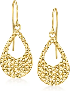 Canaria 10kt Yellow Gold Openwork Teardrop Earrings