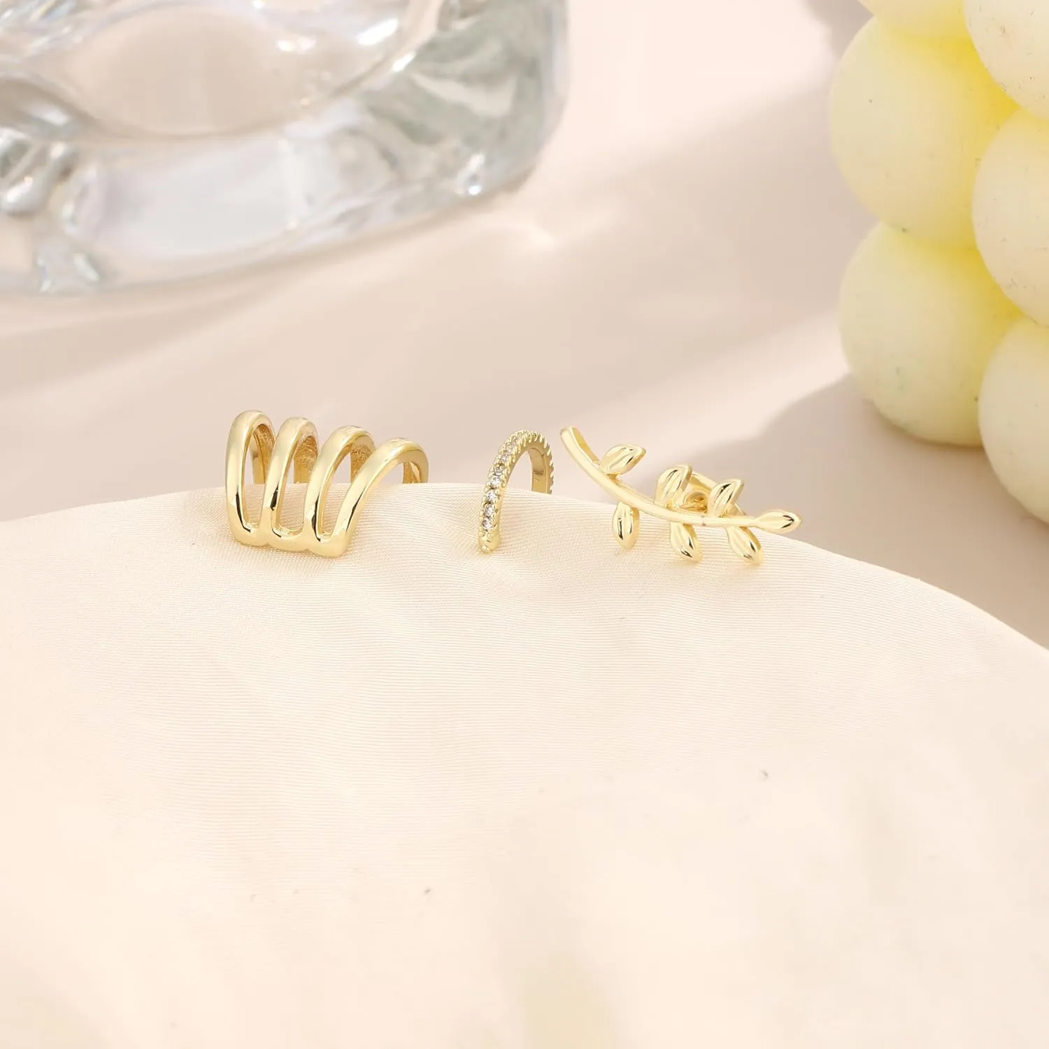 CASDAN Ear Cuffs for Women Non Piercing 14k Gold Plated Ear Cuff Earrings for Women Hypoallergenic Earring Cuffs Non Pierced Trendy Cubic Zirconia Fake Cartilage Piercing Jewelry Gifts