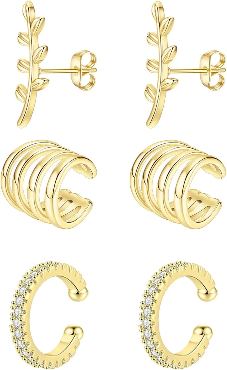 CASDAN Ear Cuffs for Women Non Piercing 14k Gold Plated Ear Cuff Earrings for Women Hypoallergenic Earring Cuffs Non Pierced Trendy Cubic Zirconia Fake Cartilage Piercing Jewelry Gifts