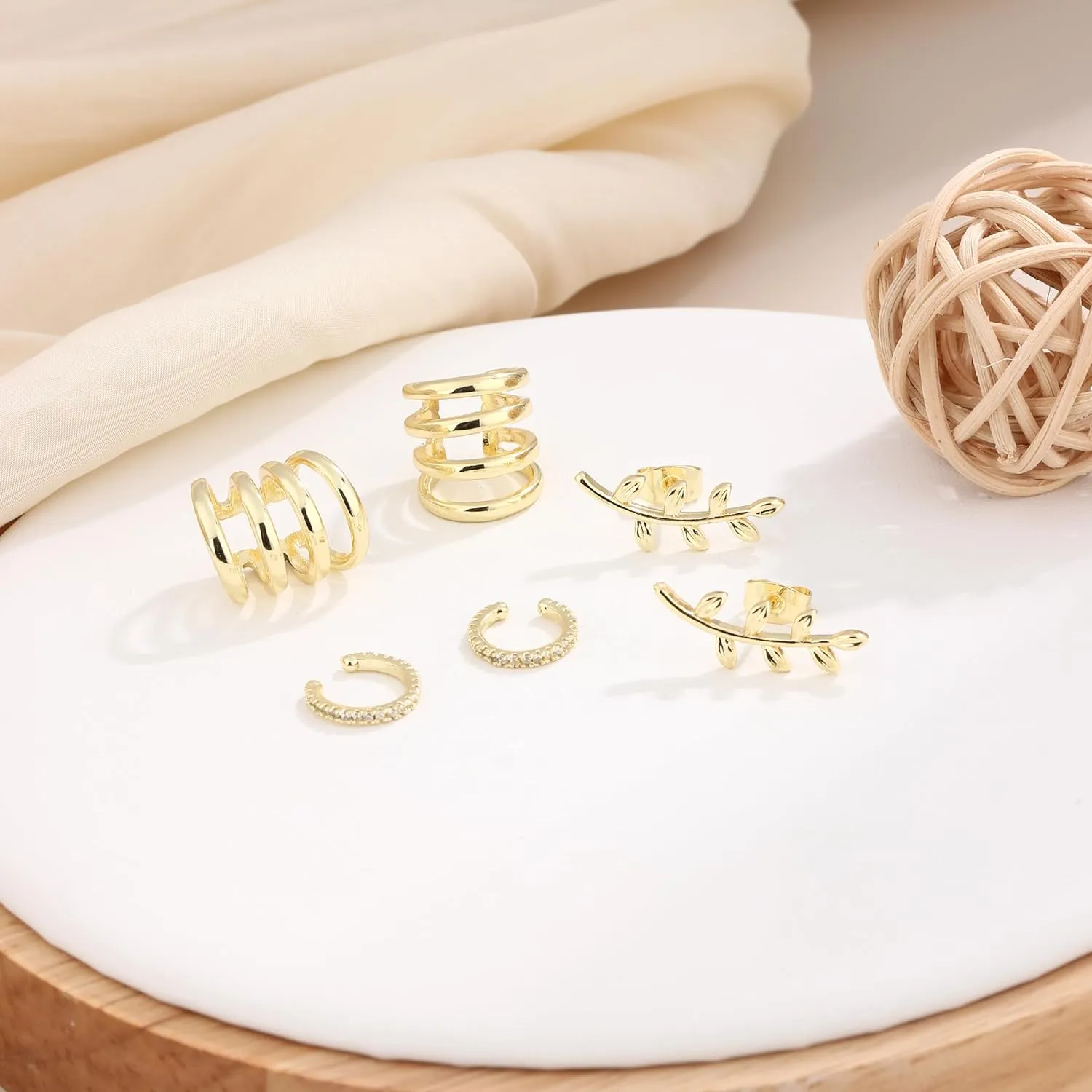 CASDAN Ear Cuffs for Women Non Piercing 14k Gold Plated Ear Cuff Earrings for Women Hypoallergenic Earring Cuffs Non Pierced Trendy Cubic Zirconia Fake Cartilage Piercing Jewelry Gifts